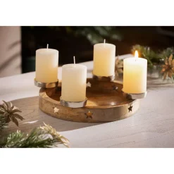 Advents-Kerzenhalter Durchmesser 30 x 7 cm braun