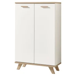 Aktenschrank Helsinki skandinavisches Design 75 x 122 x 37 cm weiß/Sanremo-Eiche-Nachbildung