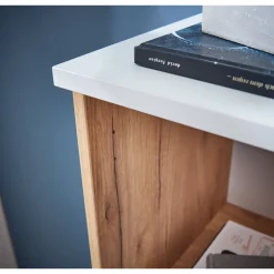 Aktenschrank Lionel mit offenen Fächern und Push-to-open Technik 85 x 120 x 40 cm weiß/Navarra-Eiche-Nachbildung