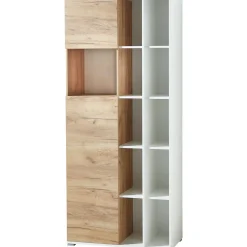 Aktenschrank Lionel mit offenen Fächern und Push-to-open Technik 85 x 197 x 40 cm weiß/Navarra-Eiche-Nachbildung