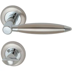 Alpertec Rosettengarnitur Lenny-R Chrom poliert/Edelstahl satiniert WC