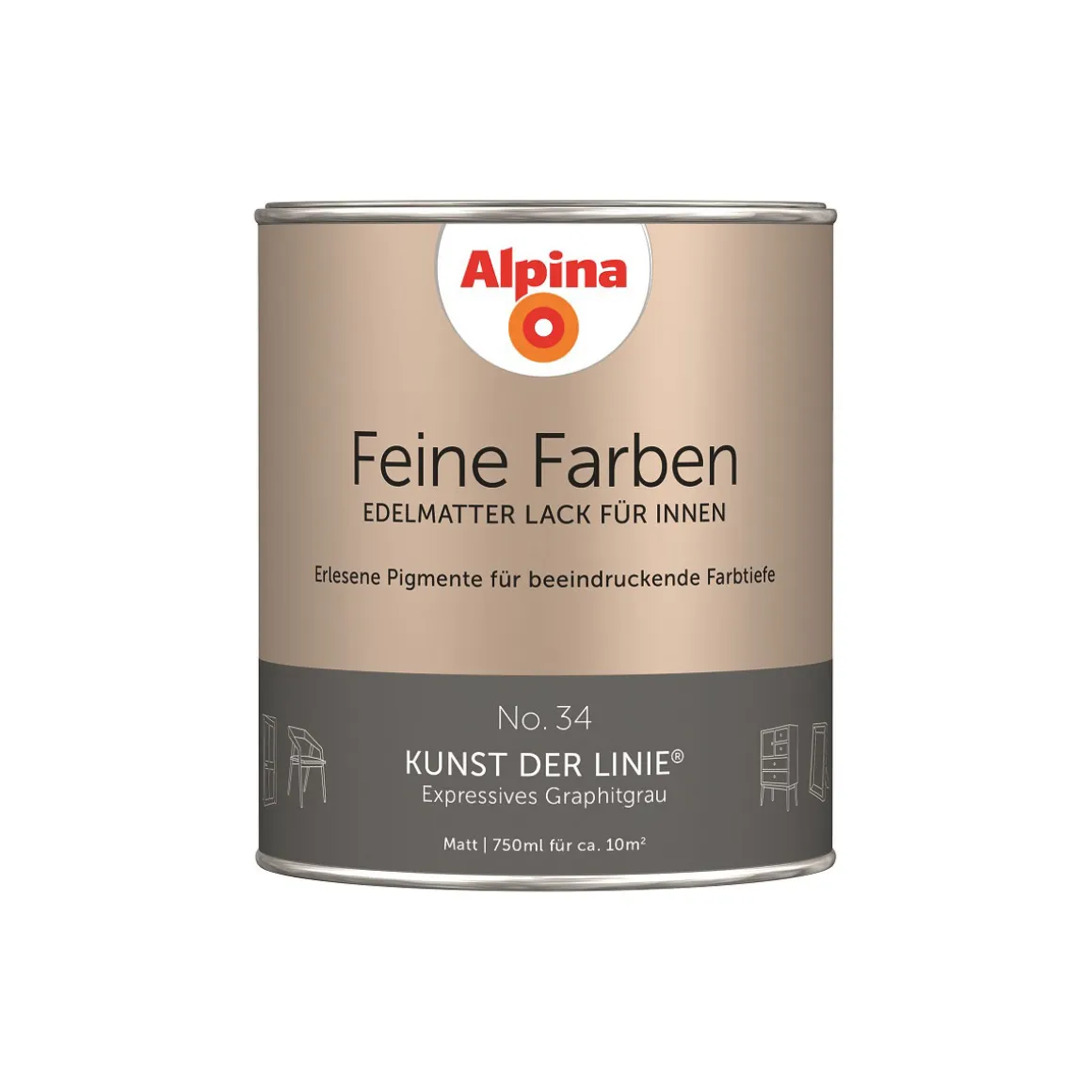 Alpina Buntlack Feine Farben Lack No 34 Kunst der Linie edelmatt 750ml