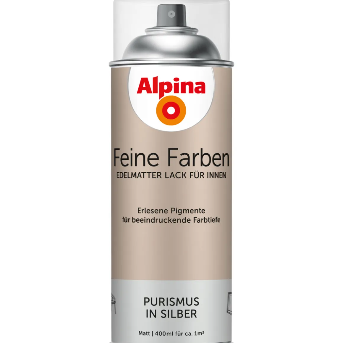 Alpina Buntlack Feine Farben Sprühlack Purismus in Silber 400ml