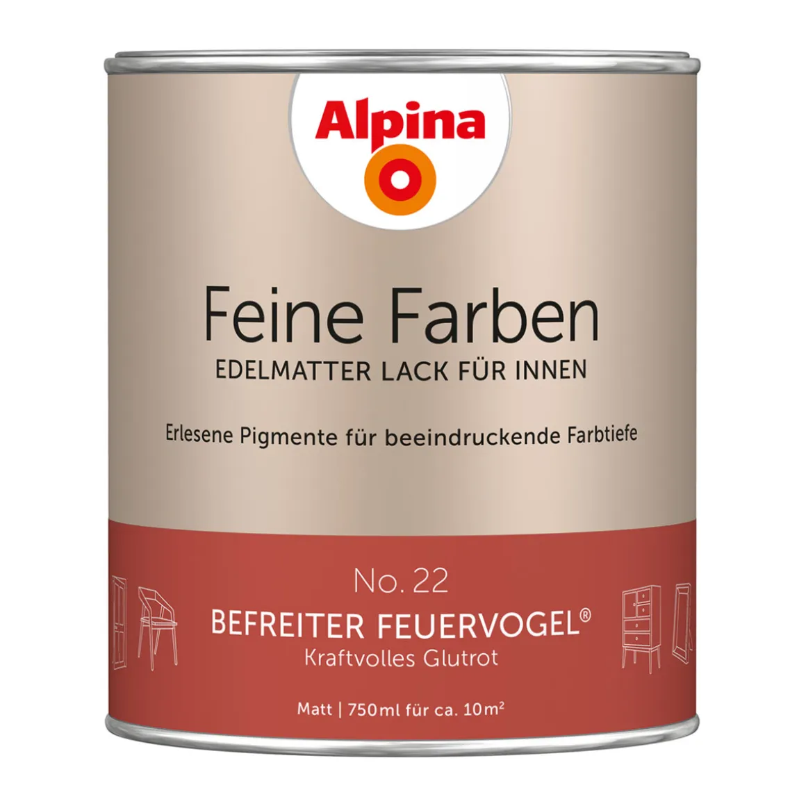 Alpina Buntlack Feine Farben Lack No 22 Befreiter Feuervogel edelmatt 750ml