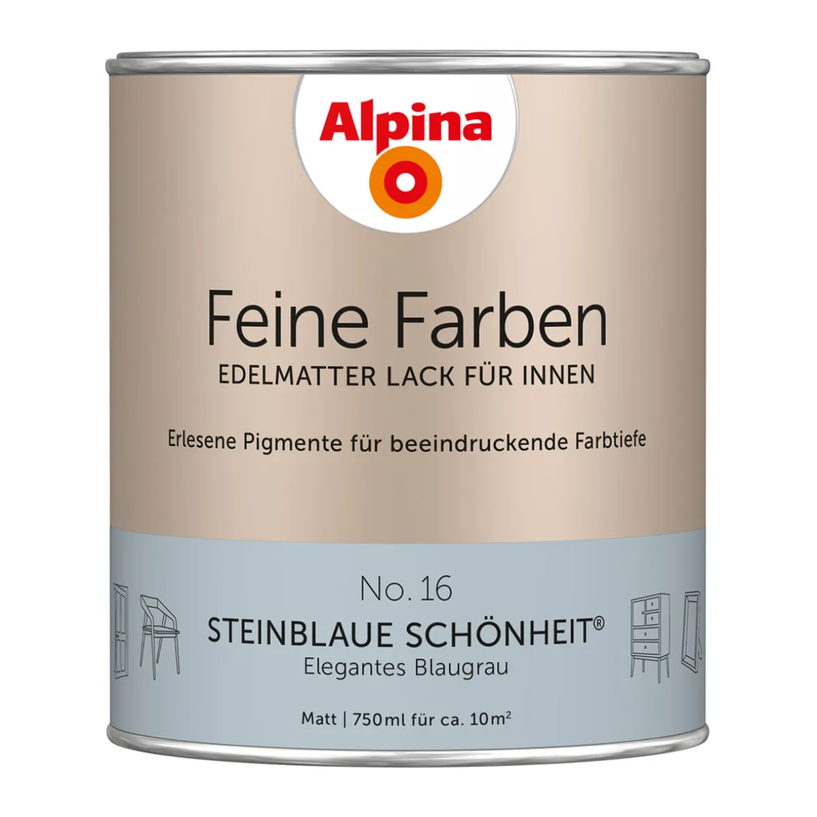 Alpina Buntlack Feine Farben Lack No 16 Steinblaue Schönheit edelmatt 750ml