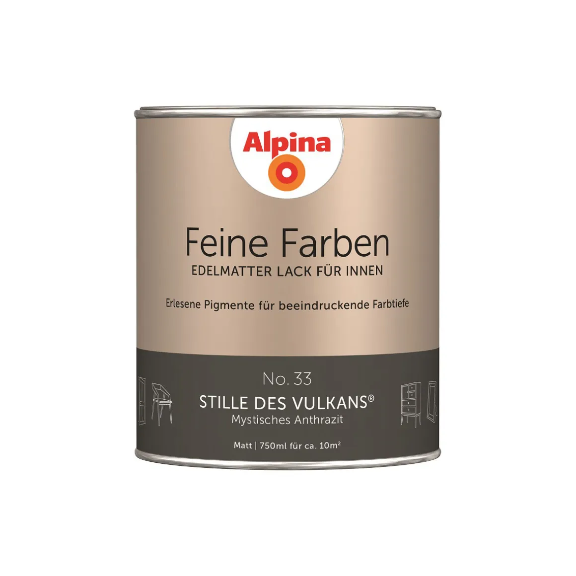 Alpina Buntlack Feine Farben Lack No 33 Stille des Vulkans edelmatt 750ml