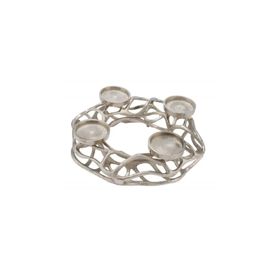 Alu Adventskranz silber für 4 Kerzen 30 x 30 x 9 cm