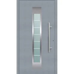 Aluminium Sicherheits-Haustür Florenz Exklusiv 75 mm grau 110 x 210 cm Anschlag rechts inkl Griffset