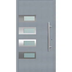 Aluminium Sicherheits-Haustür Neapel Exklusiv 75 mm grau 100 x 210 cm Anschlag rechts inkl Griffset