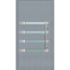 Aluminium Sicherheits-Haustür Brescia Exklusiv 75 mm grau 110 x 210 cm Anschlag rechts inkl Griffset