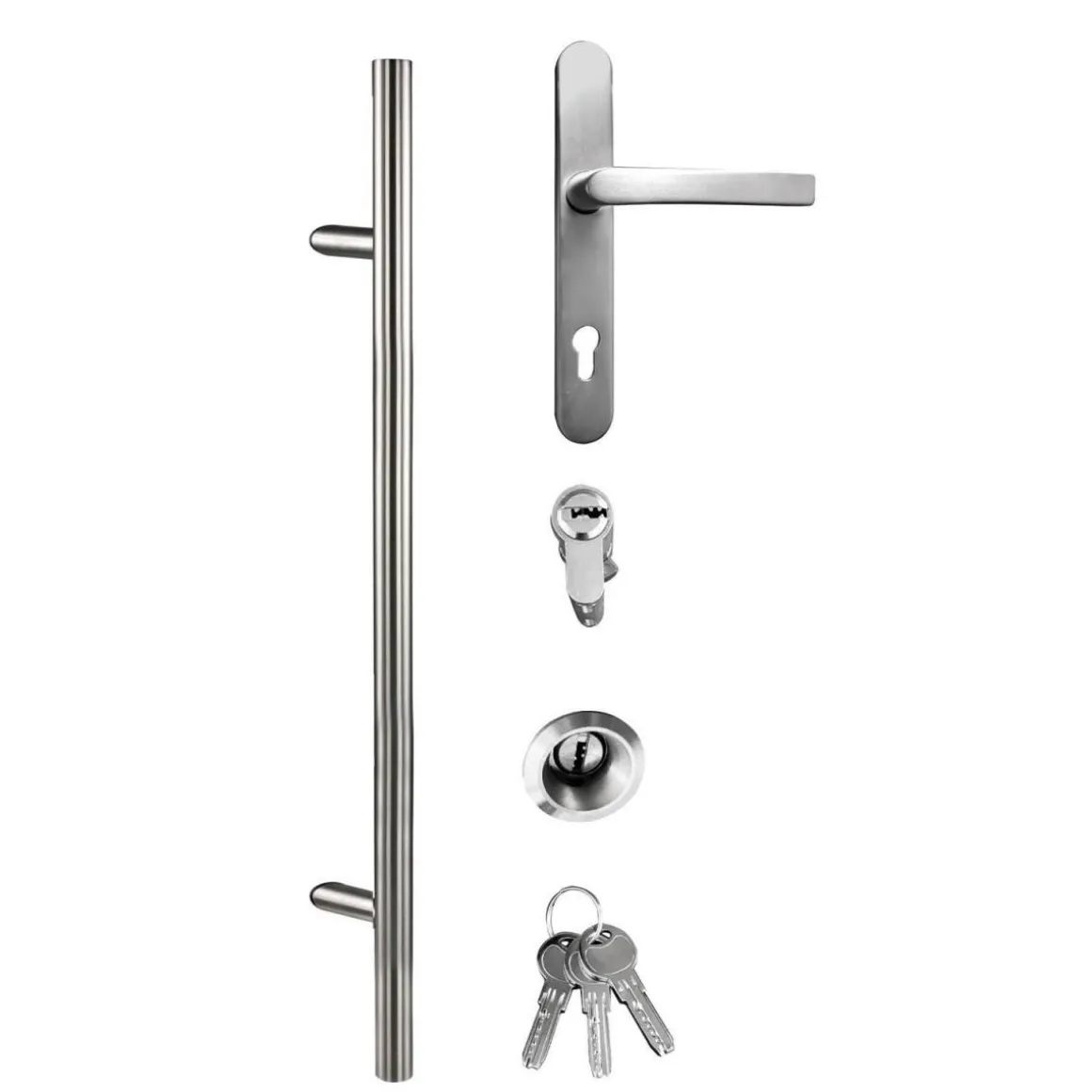 Aluminium Sicherheits-Haustür Mailand Superior 60 mm grau 100 x 210 cm Anschlag links inkl Griffset