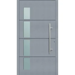 Aluminium Sicherheits-Haustür Prato Exklusiv 75 mm grau 100 x 210 cm Anschlag rechts inkl Griffset
