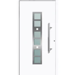 Aluminium Sicherheits-Haustür Pisa Superior 60 mm weiß 100 x 210 cm Anschlag rechts inkl Griffset