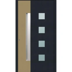 Aluminium Sicherheits-Haustür Genua Exklusiv 75 mm anthrazit-beige 100 x 210 cm Anschlag links inkl Griffleiste