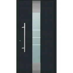 Aluminium Sicherheits-Haustür Catania Superior 60 mm anthrazit 110 x 210 cm Anschlag links inkl Griffset