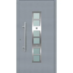 Aluminium Sicherheits-Haustür Pisa Exklusiv 75 mm grau 100 x 210 cm Anschlag links inkl Griffset