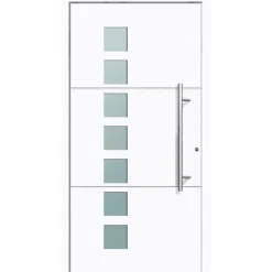 Aluminium Sicherheits-Haustür Padua Superior 60 mm grau 100 x 210 cm Anschlag rechts inkl Griffset