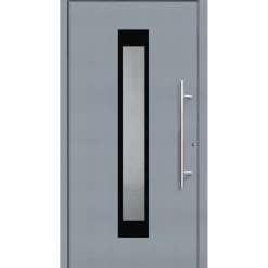 Aluminium Sicherheits-Haustür Salerno Superior 60 mm grau 100 x 210 cm Anschlag rechts inkl Griffset