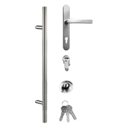 Aluminium Sicherheits-Haustür Modena Superior 60 mm grau 110 x 210 cm Anschlag rechts inkl Griffset