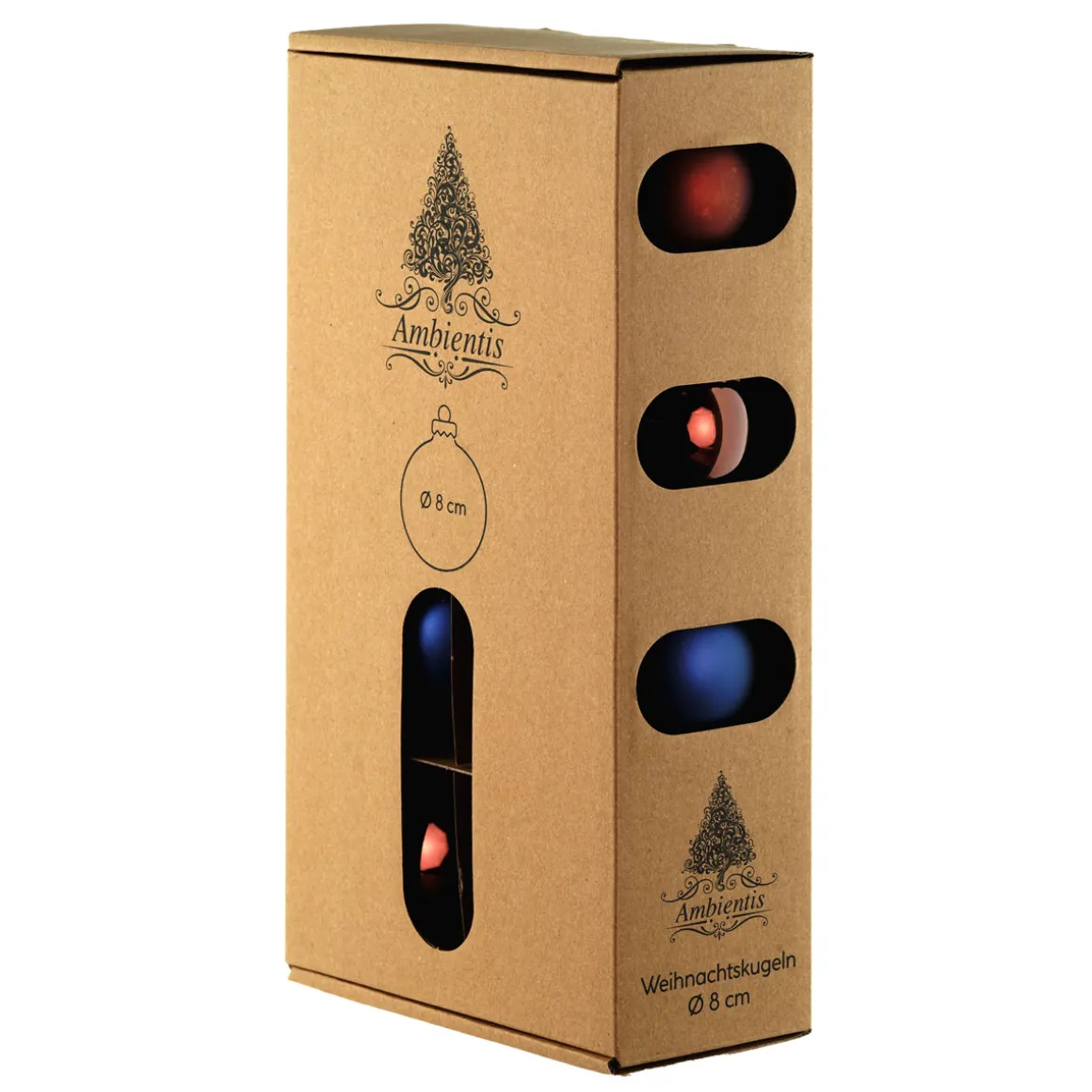 Ambientis Glaskugeln 8 cm braun/blau Mix