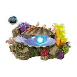 Aqua Ornaments Muschel mit Pflanzen LED ca 21,5 x 15 x 11 cm