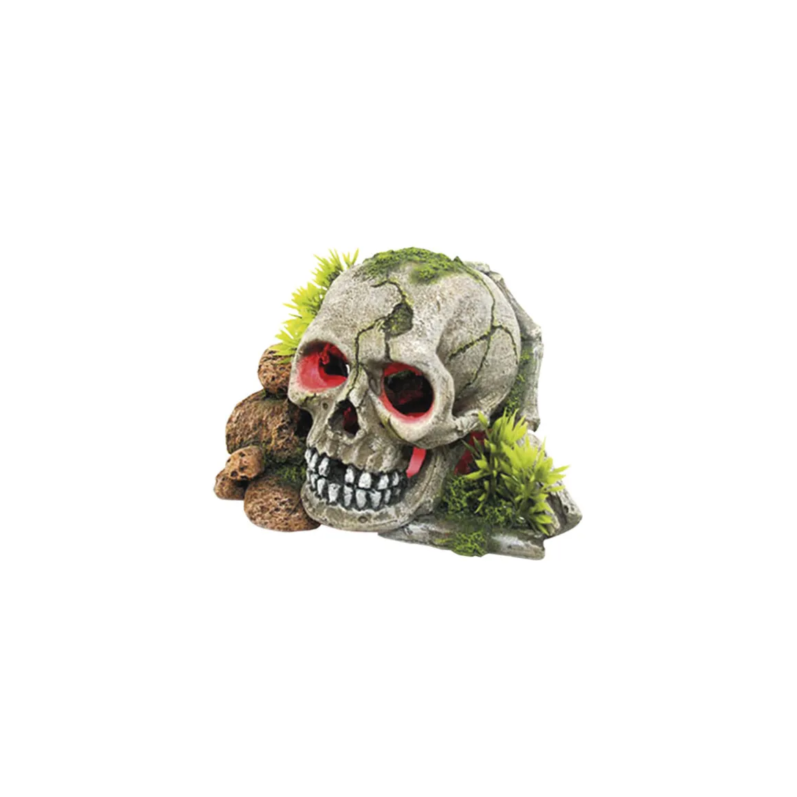 Aqua Ornaments Schädel mit Pflanzen LED 15,5 x 13,3 x 9,5 cm