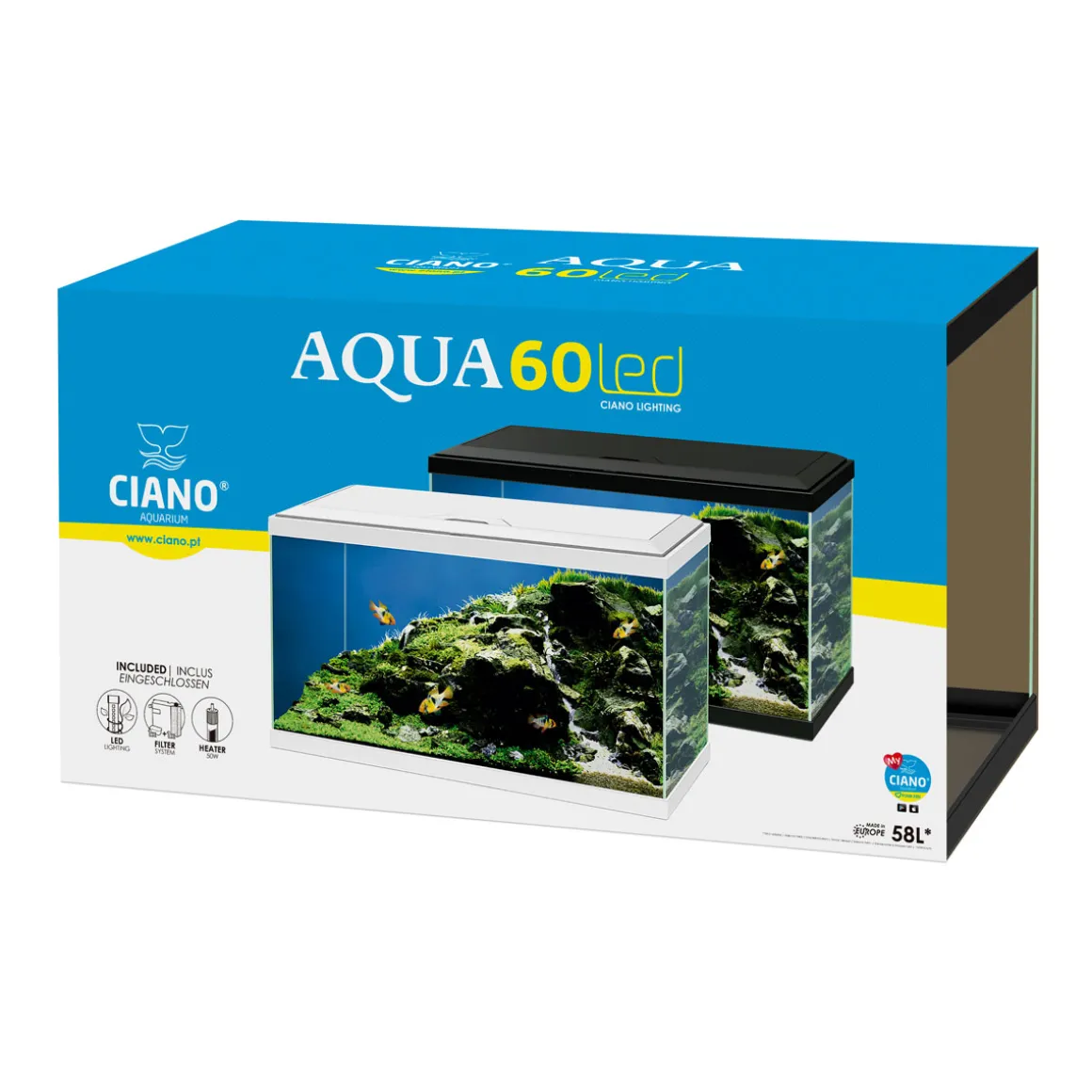 Aquarium Aqua 60 LED 58 L schwarz 60 x 30 x 33,5 cm