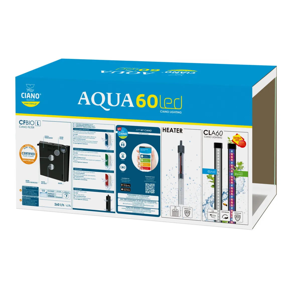Aquarium Aqua 60 LED 58 L schwarz 60 x 30 x 33,5 cm