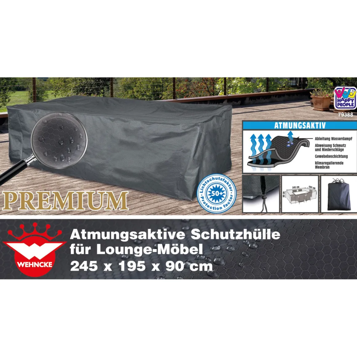 Atmungsaktive Schutzhülle für Lounge-Möbel 245x195x90 cm