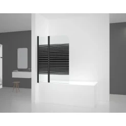 Aurlane Badewannenfaltwand Black Elegance Streifen 100 x 140 cm