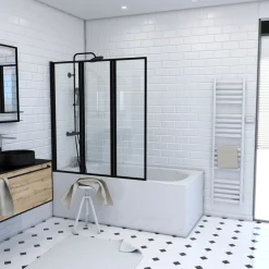 Aurlane Badewannenfaltwand Triple schwarz 125 143 cm