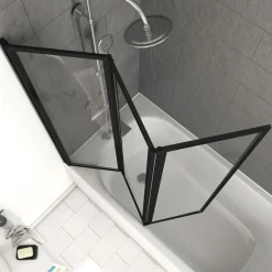 Aurlane Badewannenfaltwand Triple schwarz 125 143 cm