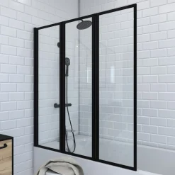 Aurlane Badewannenfaltwand Triple schwarz 125 143 cm