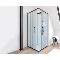 Aurlane Eckdusche Black Eclipse schwarz matt 90 x 90 cm