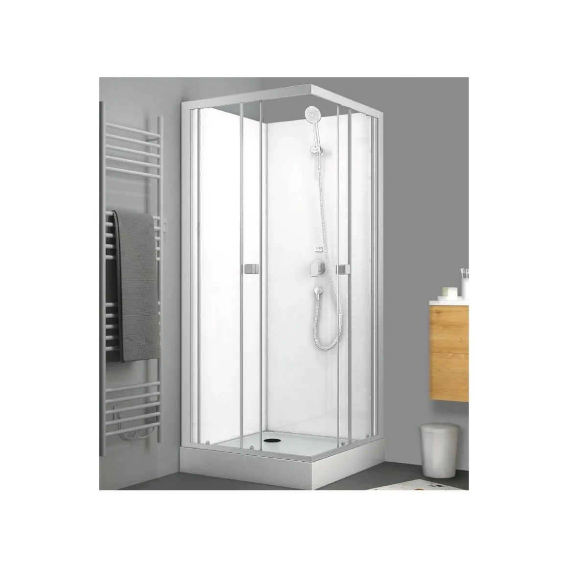 Aurlane Komplettdusche Essential, eckig, Farbe: Silber, 85x85x197,5cm