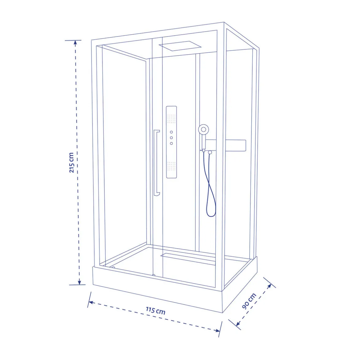 Aurlane Komplettdusche Urban 2 Rectangle 90 x 115 x 215 cm