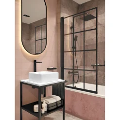 Badewannenaufsatz Jasmin schwarz 78 x 140 cm