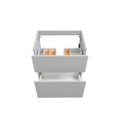 BADMOBIL Waschtischunterschrank FOTON 60 x 65 x 42 cm 2 Schubladen mit Softclose dimmbare LED-Beleuchtung mit Bewegungsmelder hellgrau