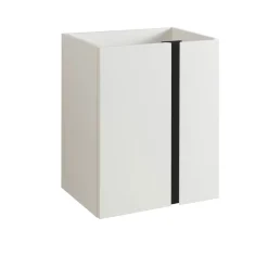 BADMOBIL Waschtischunterschrank LINUS 49 x 63 x 34,5 cm 2 Türen grifflos weiß mit schwarzer Dekorleiste