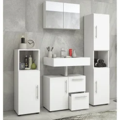 Badset Flandu mit Spiegelschrank weiß