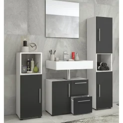 Badset Flandu mit Spiegel weiß/schwarz