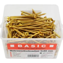Basic Mehrzweckschrauben 5,0 x 80 mm 170 Stück im Eimer