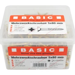 Basic Mehrzweckschrauben 5,0 x 80 mm 170 Stück im Eimer