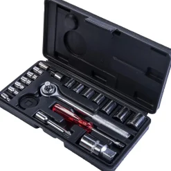 Basic Steckschlüssel-Satz mit Ratsche 1/4+3/8 Zoll 20-teilig