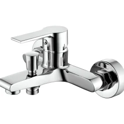 Basic Wannenarmatur Arles chrom 1/2"-Brauseanschluss inkl S-Anschlüsse und Rosetten