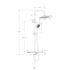 Überkopfbrauseset Aquastar mit Ablage chrom-anthrazit