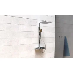 Überkopf-Brauseset Ocean mit Thermostatarmatur chrom/Anthrazit mit Ablage