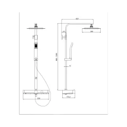 Überkopf-Brauseset Ocean mit Thermostatarmatur chrom/Anthrazit mit Ablage