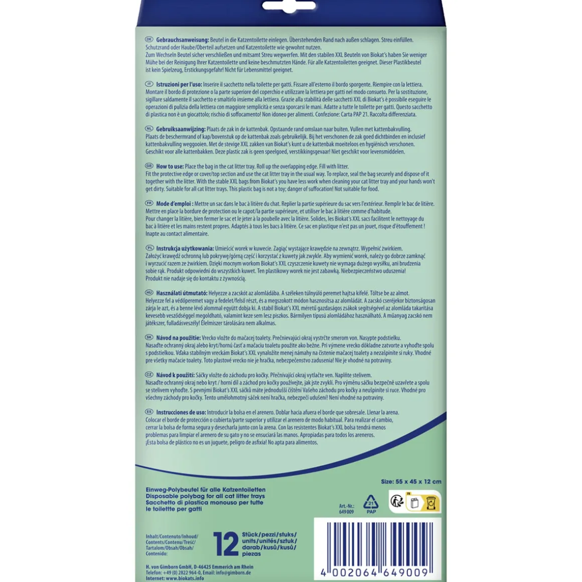 Biokats Biokat's Hygienebeutel Polybeutel XXL 12 Stück