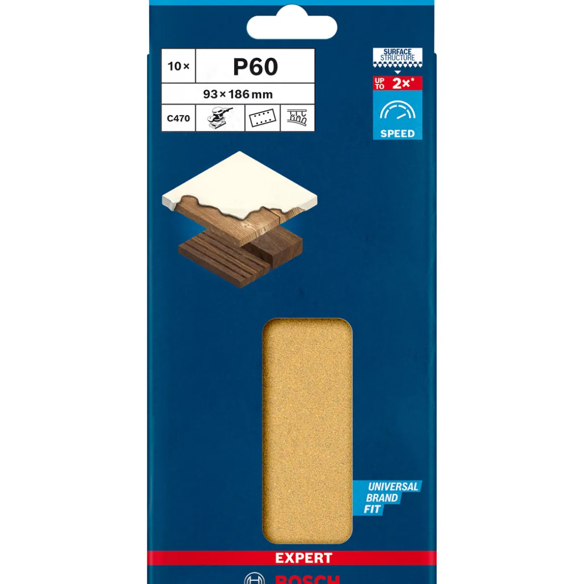 Bosch Professional Expert C470 Schleifpapier mit 8 Löchern für Schwingschleifer 93 x 186 mm G 60 10- teilig